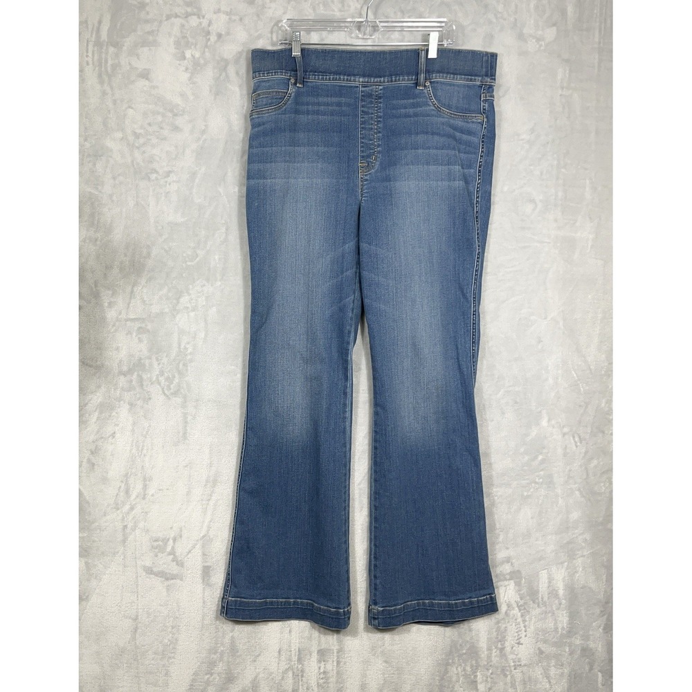 Spanx Womens Jeans 2XL 2T Tall Blue Flare Pull On Comfort Stretch Shaping